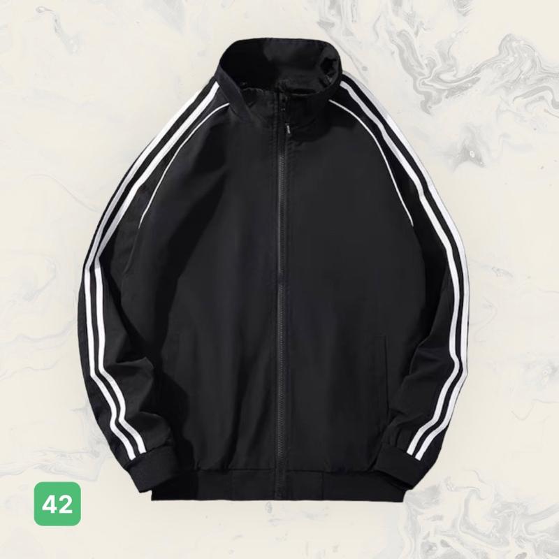 Áo khoác dù nam 2 lớp màu đen cao cấp kẻ sọc, phong cách trẻ trung năng động kiểu dáng mới AKD42 Menswear Jacket a o