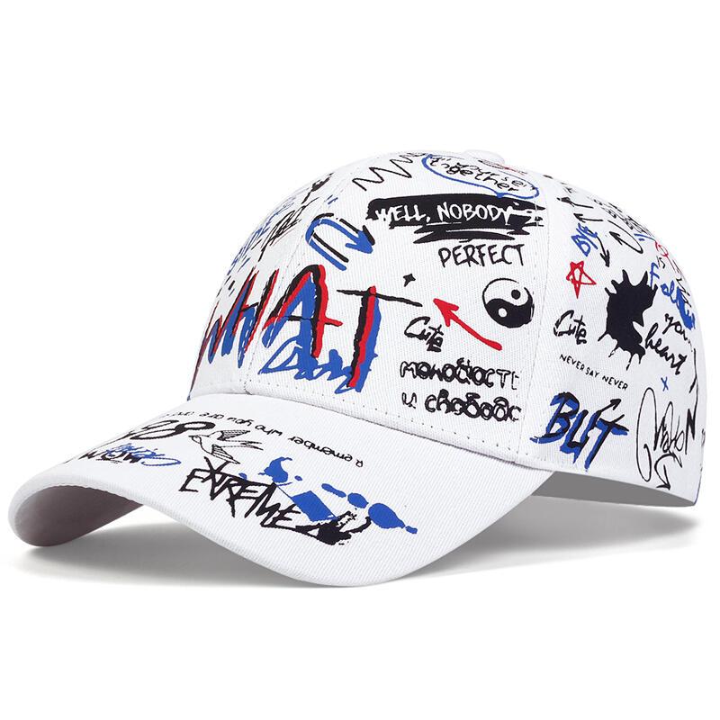 Mũ Bóng Chày, Unisex, WHAT In Chữ Graffiti, Chống Nắng Có Thể Điều Chỉnh Ngoài Trời, Bộ Đồ Mũ Thường Ngày Thích Hợp Cho Nam Và Nữ, Tất Cả Các Mùa, Lý Tưởng Cho Du Lịch Và Bữa Tiệc Bờ Biển, 1 Mũ 4