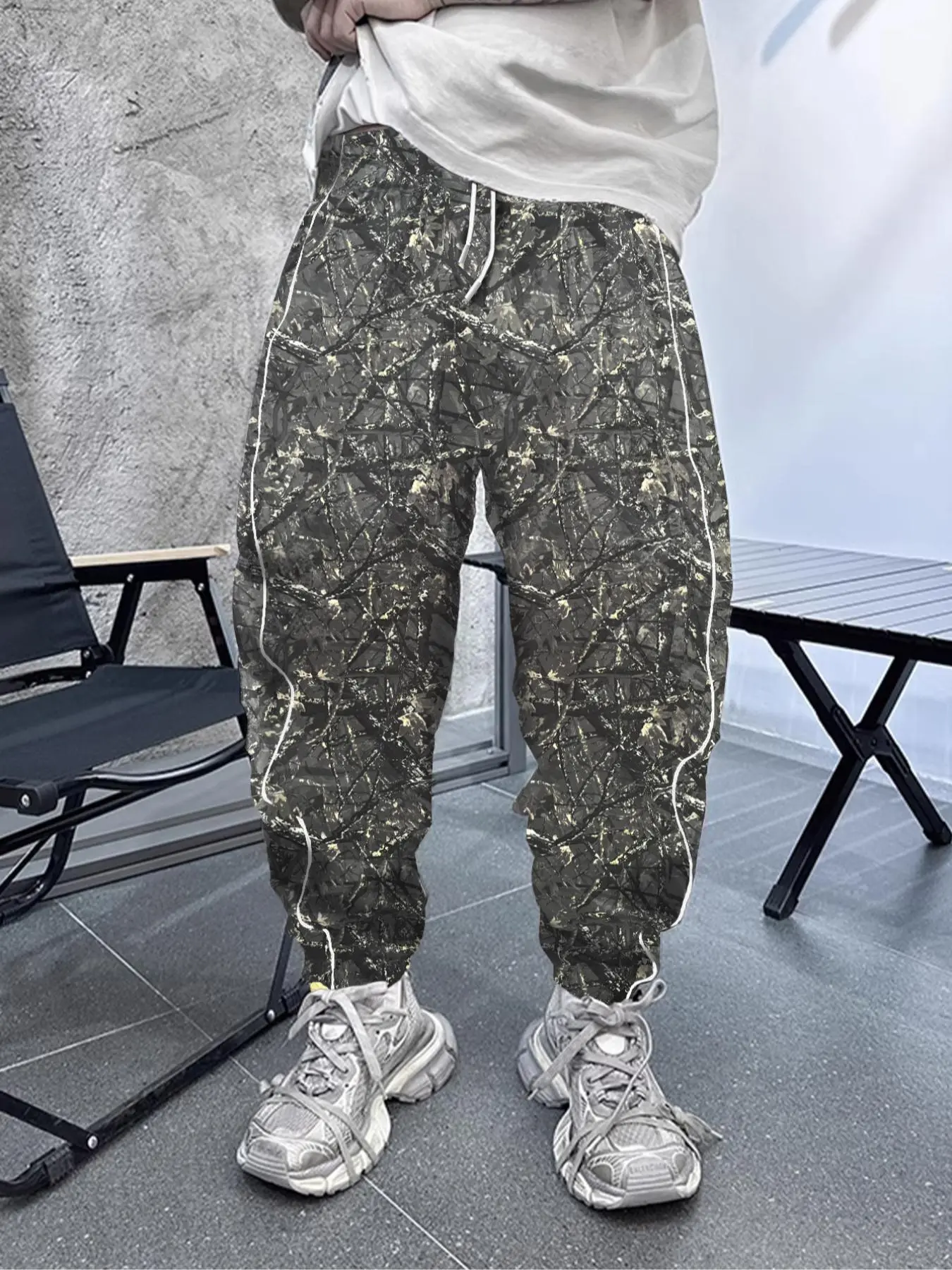 Men's All Over Print Pants, Casual Comfy Loose Trousers for Spring & Fall, Fashion Men's Bottoms for Daily Wear