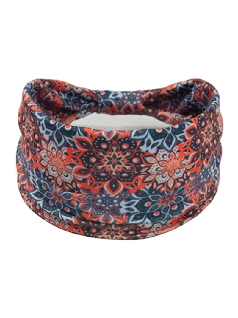 Product Introduction of Women's Floral Print Wide Band Hair Band, Boho Style Hair Band for Women & Girls, Vintage Hair Accessories for Yoga, Running, Workout 2