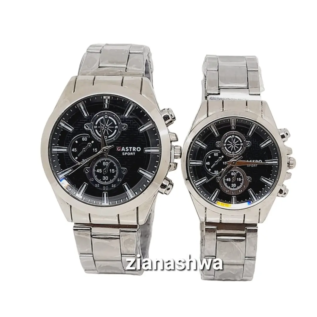 Gastro Jam Tangan Couple Rantai Silver Crono Variasi Kekinian