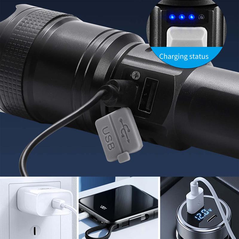Rechargeable Flashlight, 1/2/4 Counts 12000 Lumens LED Flashlight, Adjustable High Brightness Flashlight, Portable Lighting for Camping, Outdoor Activities Long Distance 7