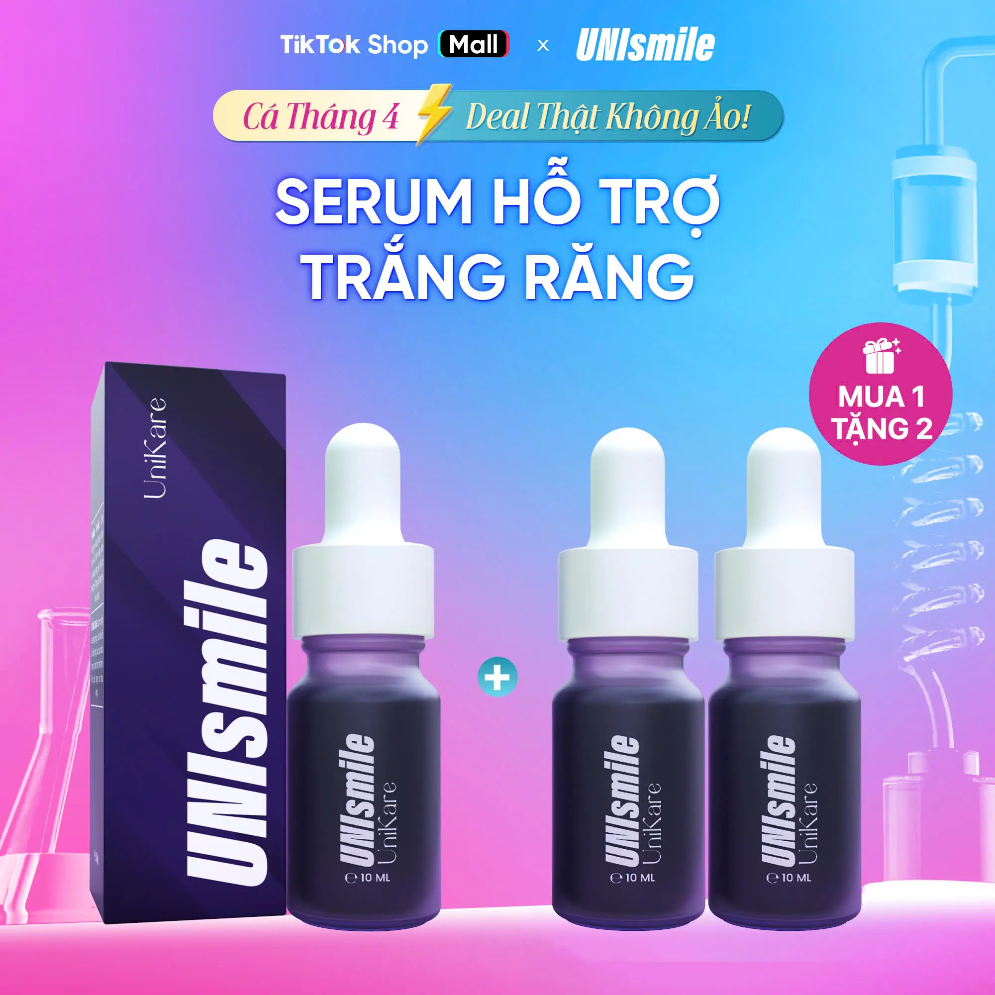 Mua 1 Tặng 2, Serum Hỗ Trợ Trắng Răng Unismile, Hỗ Trợ Cải Thiện Vàng Răng, Unikare, Dung Tích 10Ml