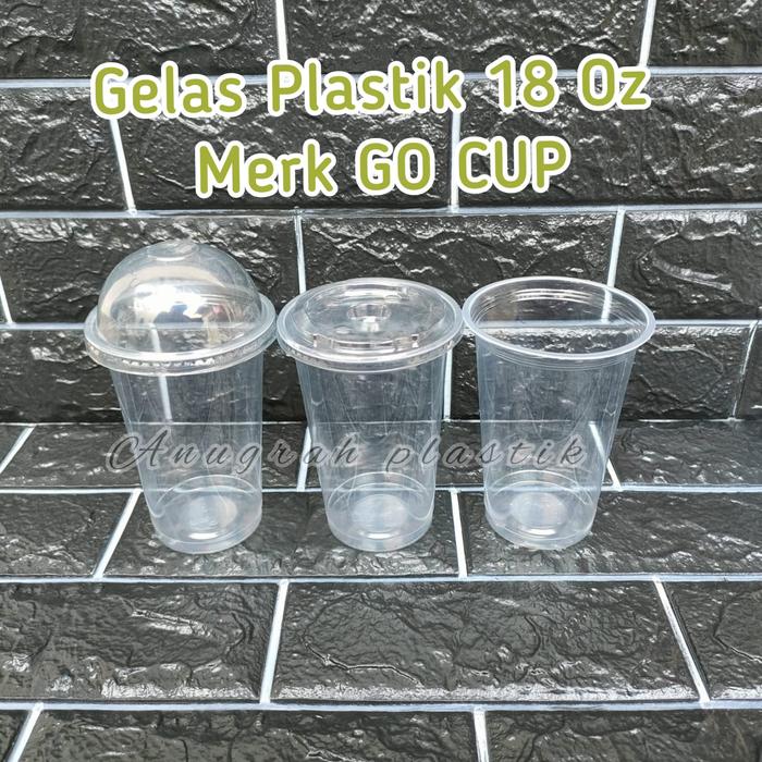 Gambar Gelas Plastik ukuran 18 oz Merk GO CUP polos bening PER SLOP - tanpa tutup, 18 oz OLALA dari Anugrah Plastik_NEW Kota Surabaya Tokopedia