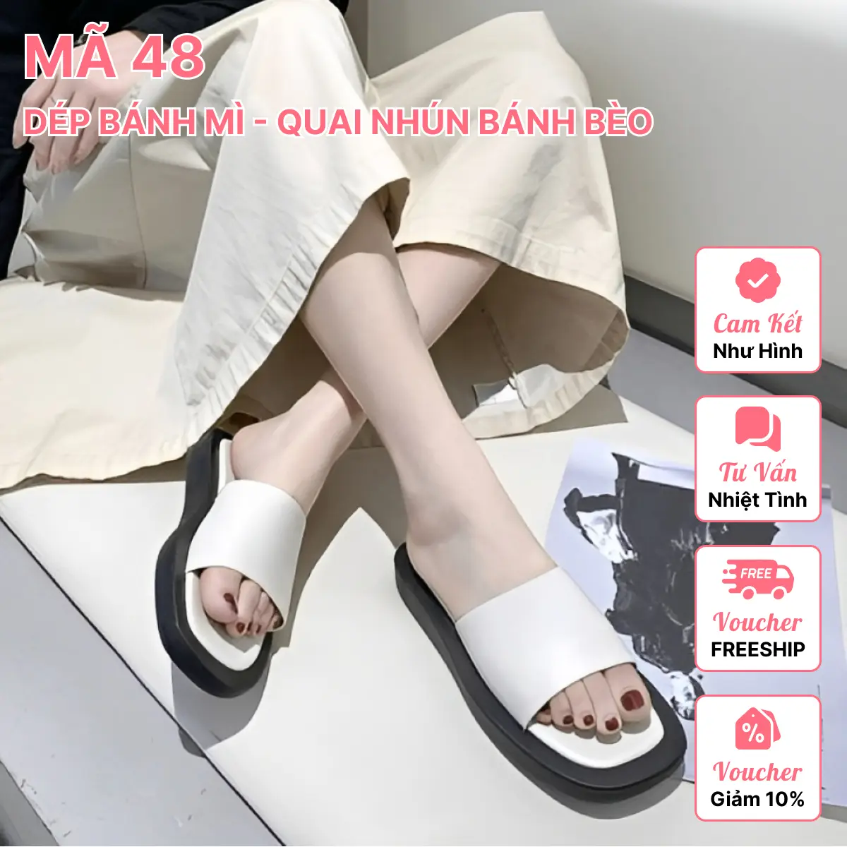 Mã 48 - Dép quai ngang đế xuồng, phong cách Hàn Quốc, thời trang mới, đế 3cm Ngoài trời Nữ DéP GiàY Shoes Sandal Quai Hậu
