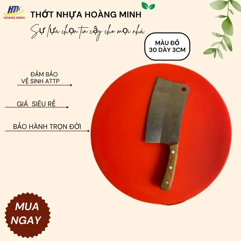 Thớt nhựa tròn 30x3cm nhựa nguyên sinh HDPE, hàng nguyên khối 7