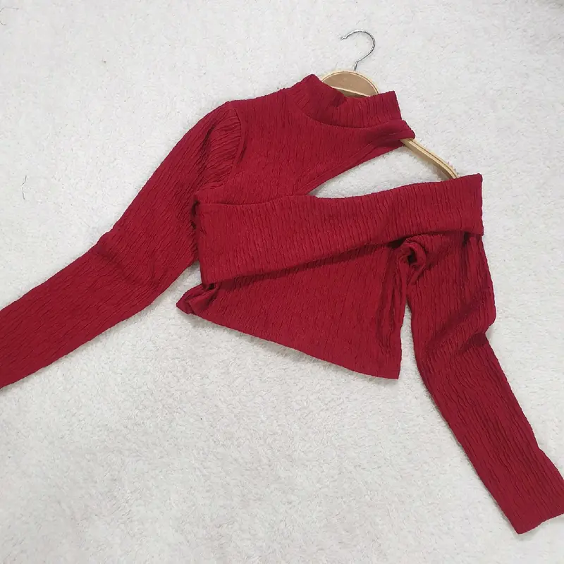 áo cổ lọ khoét vai bên hông tay dài siêu sang chảnh cho phái nữ Top Cổ Tròn Women 4