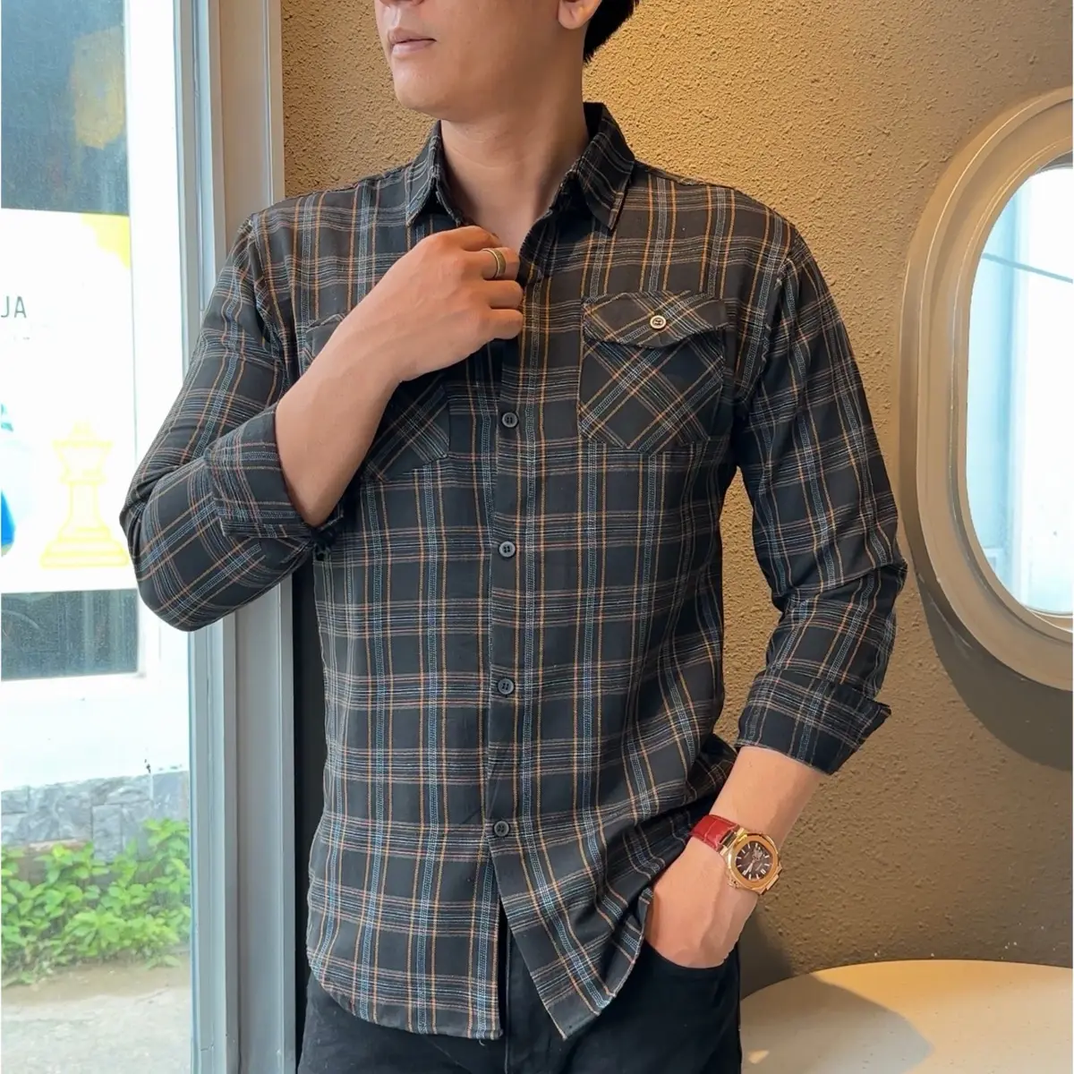Áo sơ mi caro dài tay form body Hàn Quốc - Đủ size ( Ảnh thật ) - Menswear