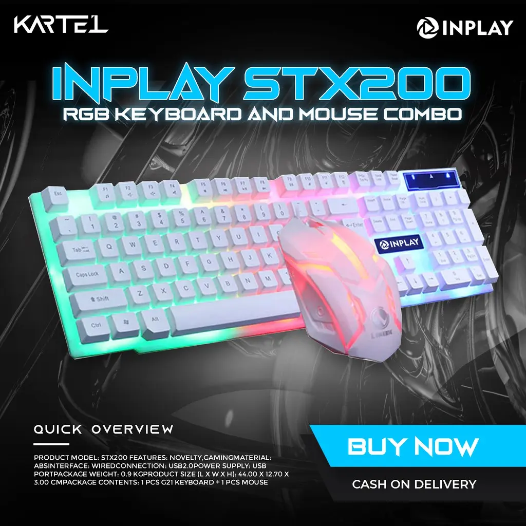 INPLAY STX200 Rainbow Backlit Gaming Keyboard and Mouse (USB) - TikTok ...