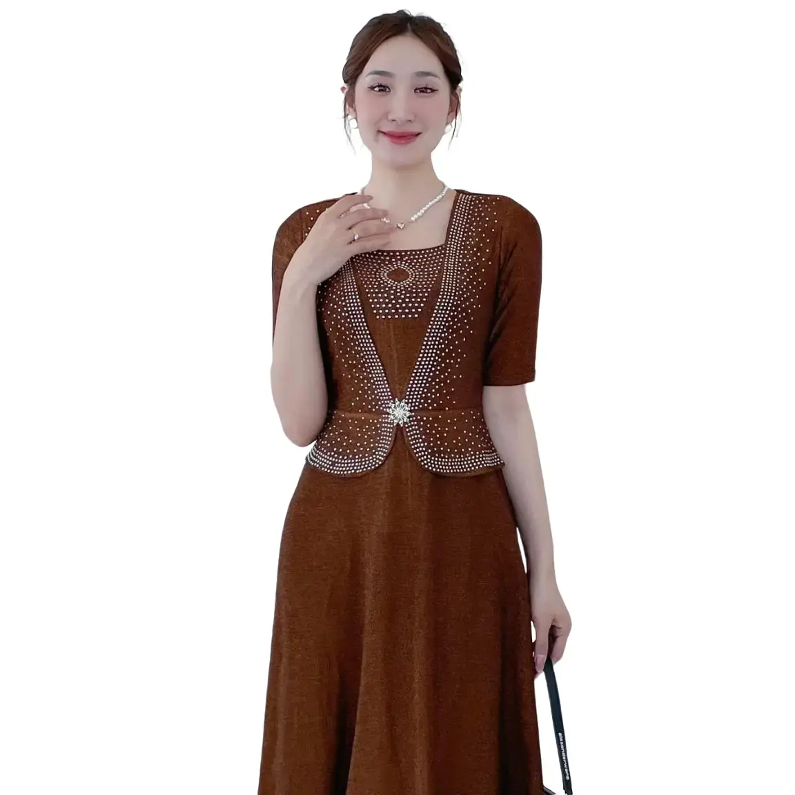 M510 Đầm dự tiệc ép đá cao cấp Nữ Women Dress Đỏ