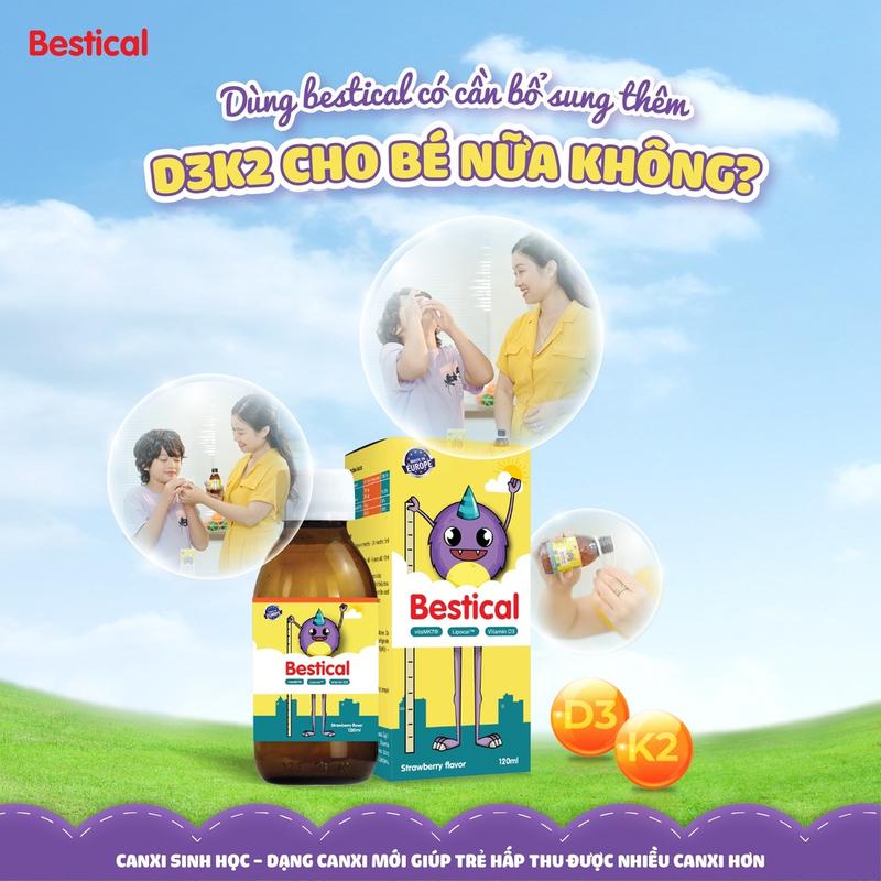 Canxi sinh học Bestical - D3, K2 - Hỗ trợ xương răng chắc khỏe (chai 120ml) 2