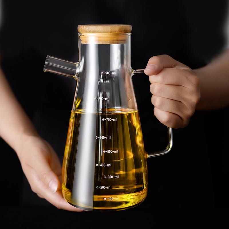 Product Introduction of Botol Minyak Goreng Borosilicate Glass Wadah Kaca Oil Pot Leak Proof Tutup Kayu 700 ML 3
