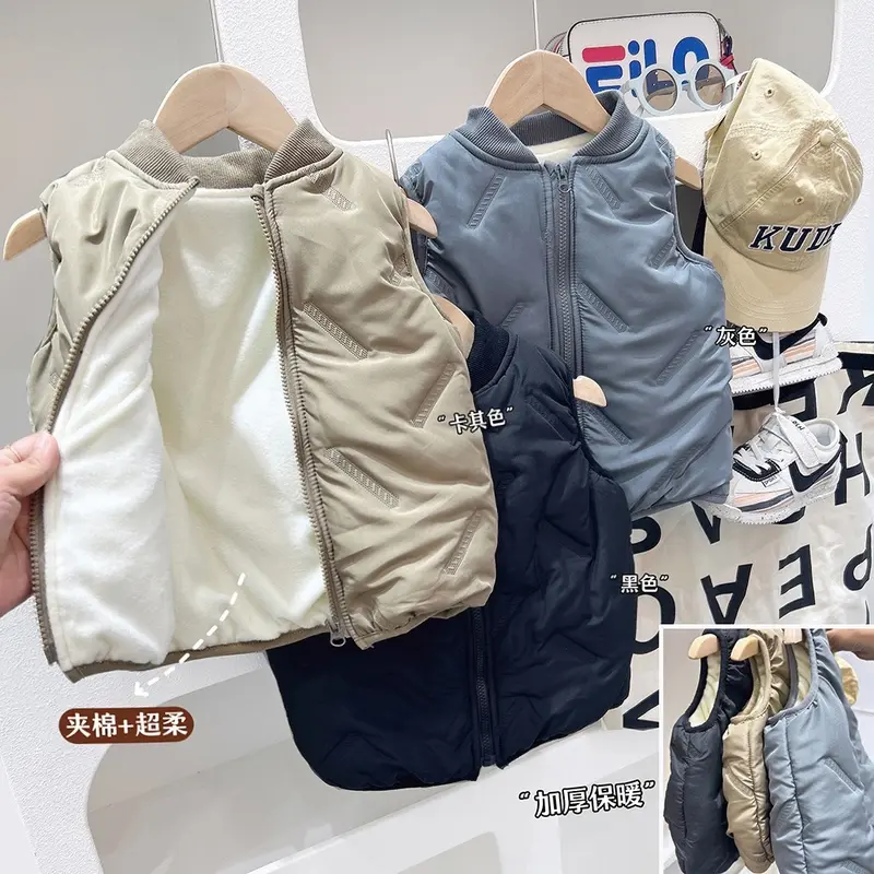Áo gile lót lông cho bé trai, áo gile lót lông dày ấm cho bé hãng KACADY size từ 10-34kg   chobe aogile 0