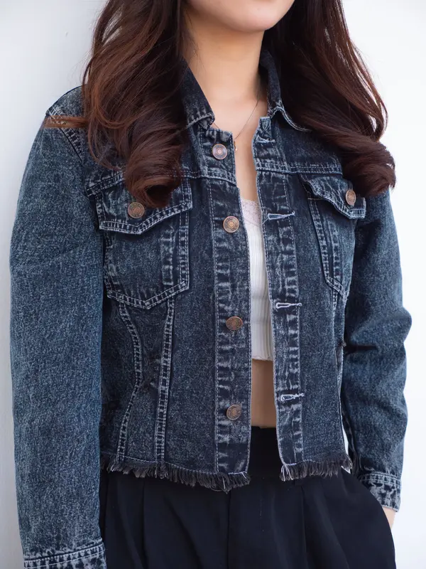FUFU JEANS - JAKET JEANS RAWIS HITAM KANTONG 2005 3