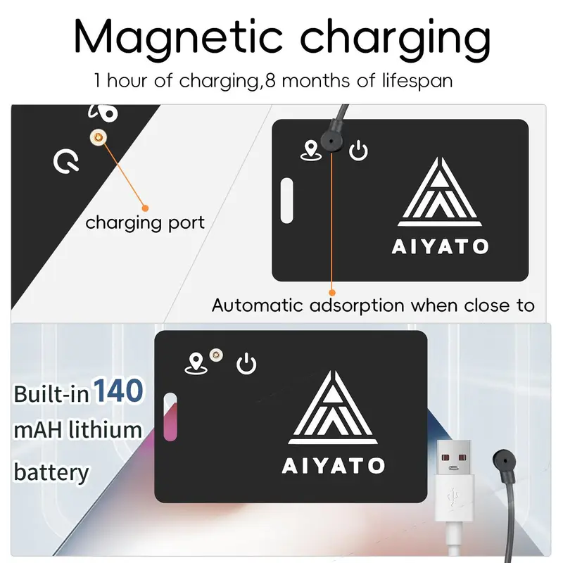 AIYATO Smart Track Card, 1 Count Waterproof Design Magnetic Smart Card, Wallet Tracker, Compatible with Apple Find My, Wireless 4