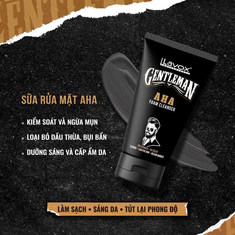 Sữa rửa mặt AHA Lavox Gentleman cho nam, kháng khuẩn và kiểm soát mụn, làm sạch sâu lỗ chân lông và kiềm dầu hiệu quả 5