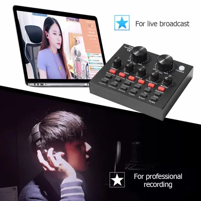 Sound card V8 Bluetooth Mixer SoundCard V8 Audio Interface USB External Soundcard Live Broadcast Microphone Headset V8 5