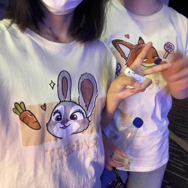 Áo Thun Nam Nữ Form Rộng Tay Lỡ Unisex Áo Phông Couple Cổ Tròn Basic verisze Cặp Đôi Yêu CD Cáo Thỏ mới trend hè 2023 1
