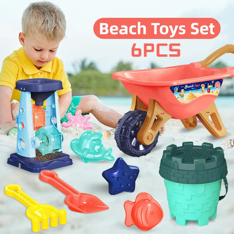 Kids Beach Toys Set Sand Bucket Cart Toys Set Seaside Toys Digging In Sand Toys