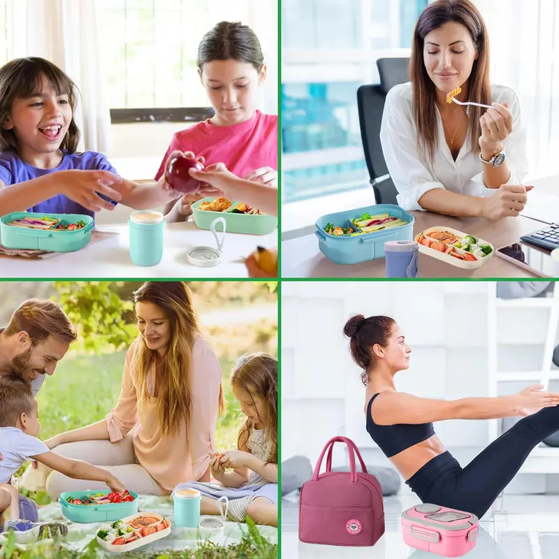 Multi-grid Lunch Box with Spoon, 1/3pcs Portable Food Container Set, Lunch Box & Bento Box for School Office Outdoor Picnic 8