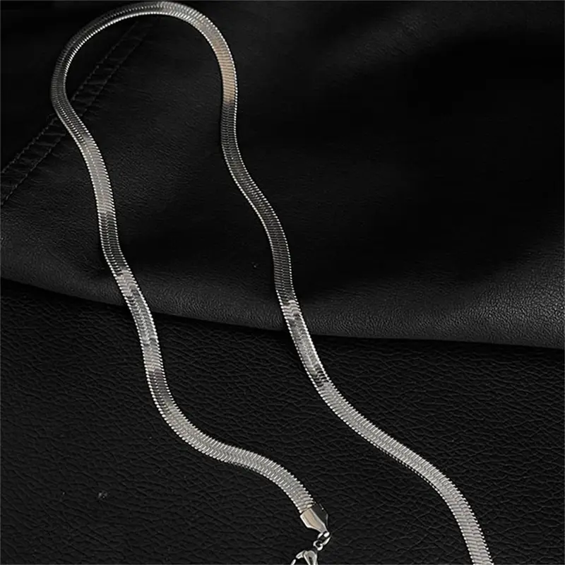Dây Chuyền Xương Rắn, Chất Liệu Thép Titan Phẳng, Thời Trang, Tối Giản, Cá Tính, Thích Hợp Cho Áo Len Trung Tính 5