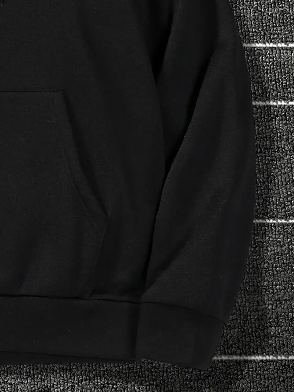 Men's Regular Fit Letter Print Barcode Hoodie, Casual Comfy Long Sleeve Hooded Sweatshirt for Fall & Winter, Men's Clothes for Daily Wear 5