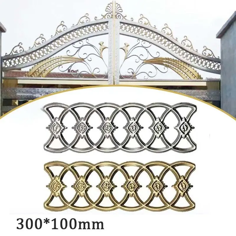 Hiasan Pagar Rumah Stainless Steel Bunga Bulat Sambung 100x300mm Material Premium Tahan Karat untuk Pintu Gerbang & Jendela