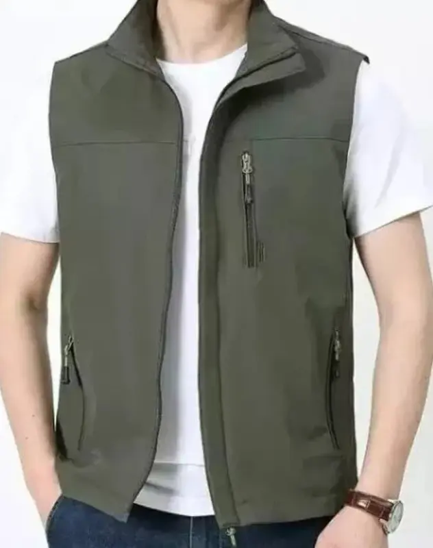 jaket rompi pria casual katun drill rompi motor terbaru Katun Polos 1