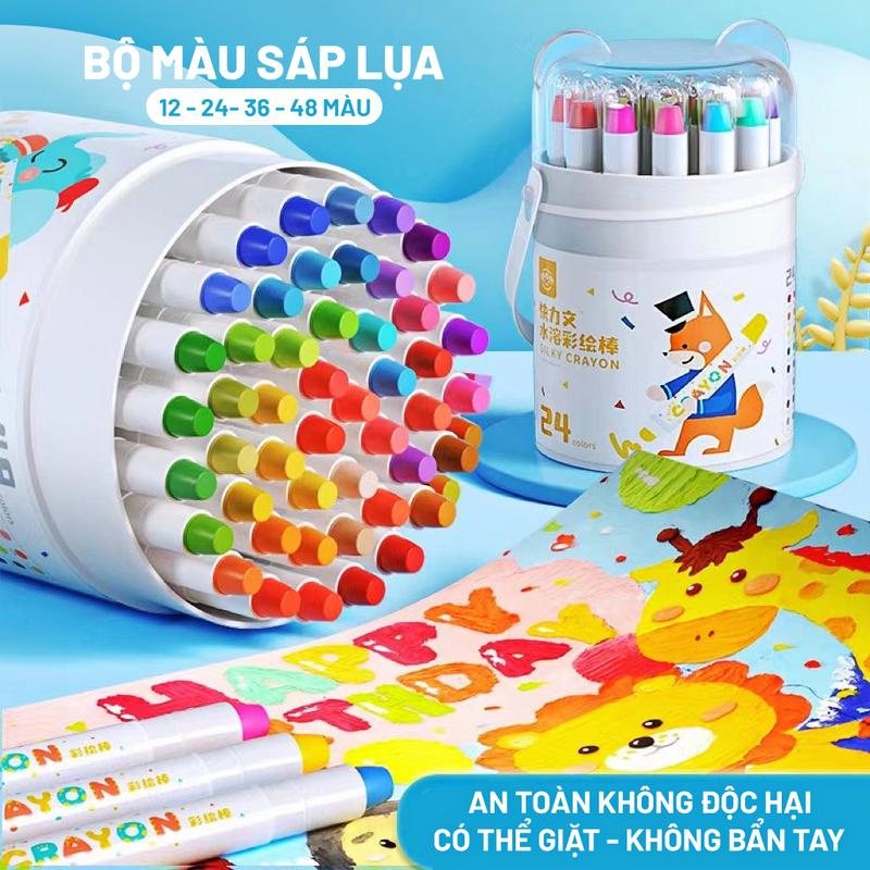 Hộp Màu Sáp Lụa Màu Dầu An Toàn Không Dính Bẩn Tay Silky Crayon Cho Bé Thoả Sức Sáng Tạo