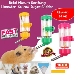 tempat minum hamster Botol Minum Dot 60ml Hamster Kelinci Landak Marmut Tempat Minum Otomatis Gantung Botol Plastik Mini Sugar Glider DRINKING BOTTLE Hewan Peliharaan