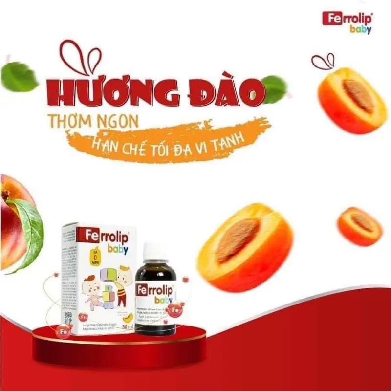 Sắt Ferrolip baby, sắt vị đào cho bé, bổ sung dự phòng sắt cho cơ thể ,hỗ trợ tạo Hồng cầu giảm nguy cơ thiếu máu do thiếu s Vitamin Men Vi Sinh 1