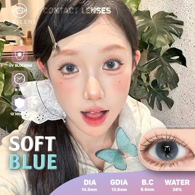 Lens Mắt Kính Áp Tròng Xanh Dương Tan Viền Tự Nhiên Soft Blue 14.5mm