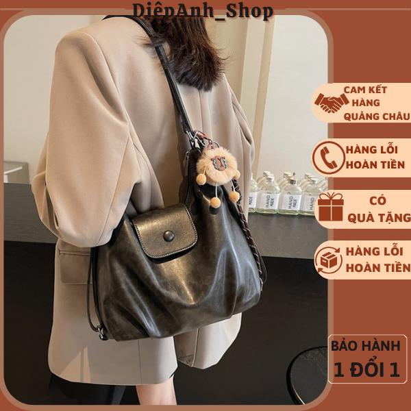 Túi xách nữ da mềm đeo vai, đeo balo tặng kèm móc gấu siêu xinh hàng quảng châu cao cấp T773 Bag Kem