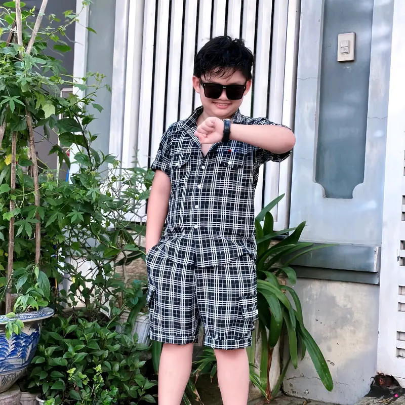 Bộ Quần Áo Sơ Mi Caro Cho Bé Trai 12-52Kg 3