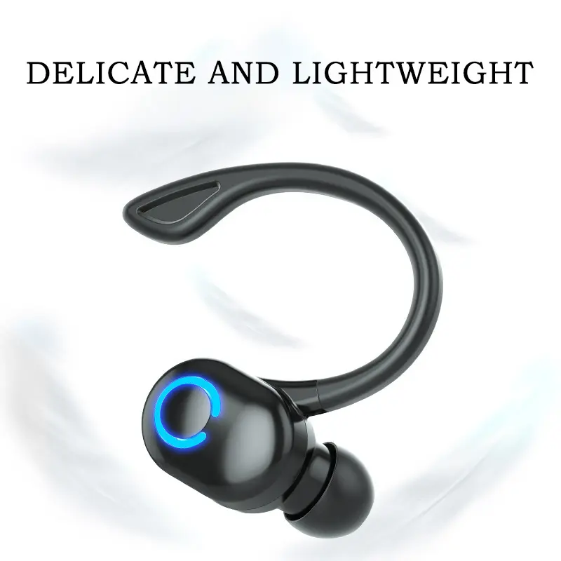 Earphone Bluetooth Nirkabel Dengan MIK Ear-Hook Handsfree Dalam Telinga Earphone Portabel Stereo Mini Nirkabel Musik Bass Berat Olahraga Suara 【Headset Tunggal】 1