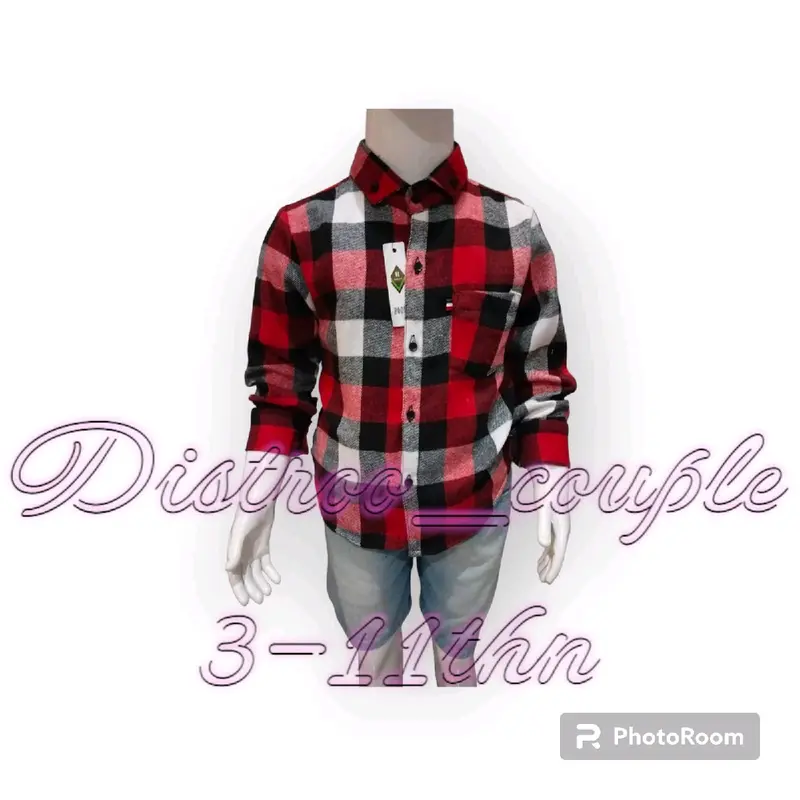 Baju Kemeja Flanel anak laki/perempuan import Motif Kotak-kotak Hitam Putih 3