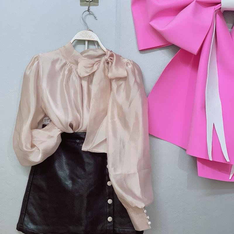 Áo sơ mi nữ , áo sơ mi voan , sơ mi nữ voan tơ    Nữ Women Jacket Top Shirt Kem Voi 2