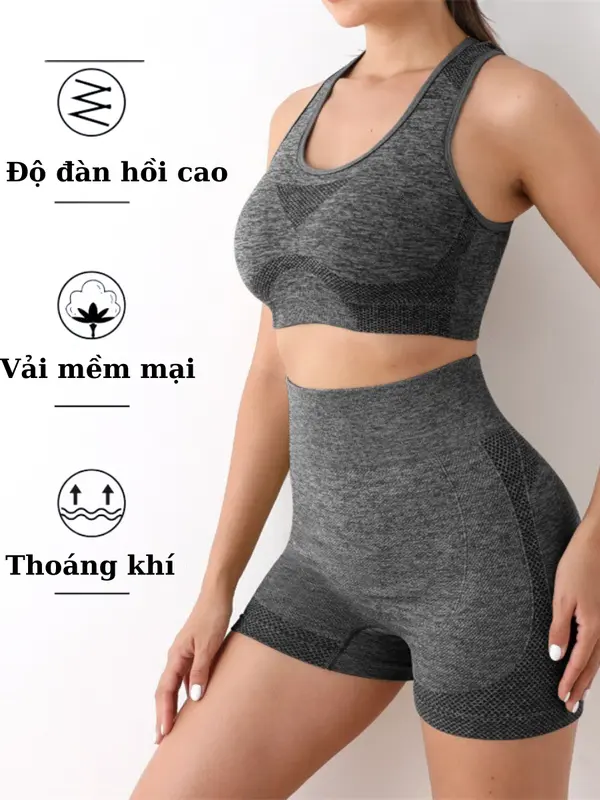Set Đồ Tập Gym Nữ FITCAN Chun Mông Có Đệm Mút S19 3