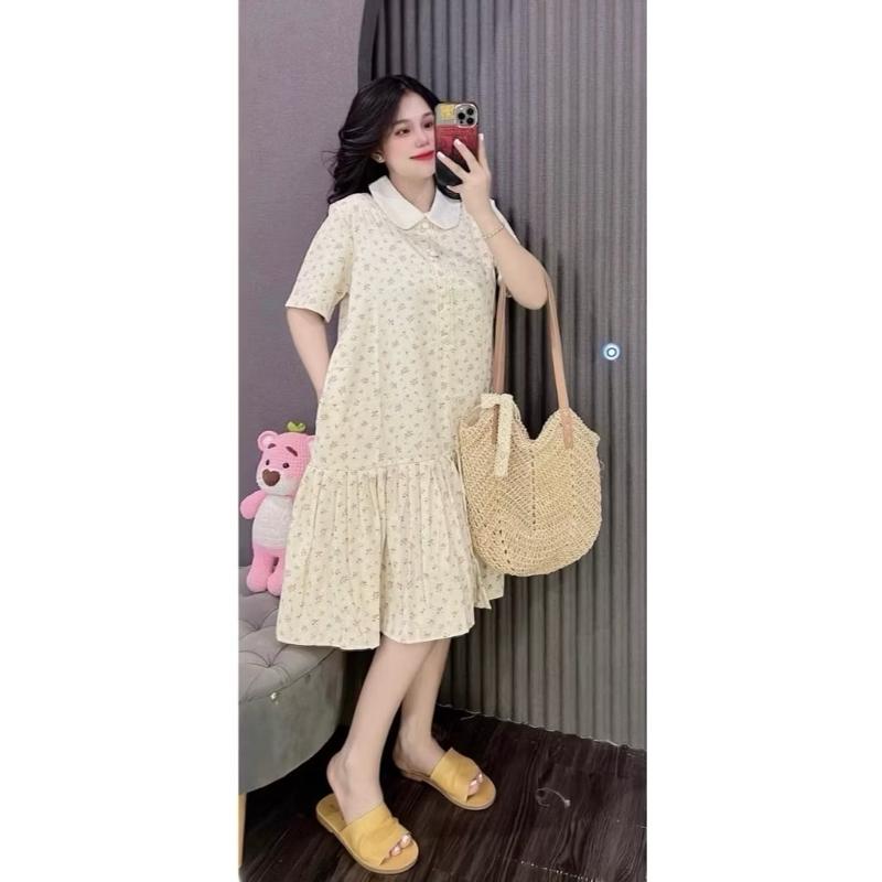 Váy bầu hoa nhí thiết kế cúc bọc chân dập ly nhẹ nhàng xinh xắn Nữ Women Voan Dress đầm