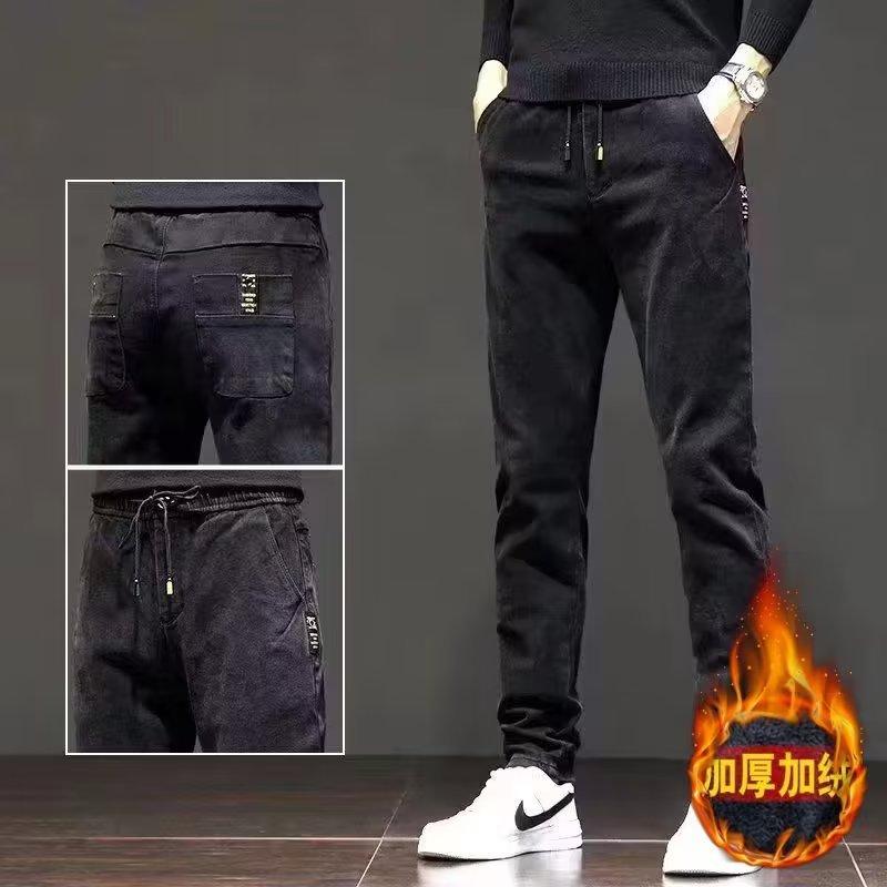 Product Introduction of Quần Dài Jean Dày Lót Lông Cừu Mùa Đông, Dành Cho Nam Giới, Kiểu Hàn Quốc, Cắt Thẳng, Mỏng Vừa Vặn, Bó Sát, Co Giãn, Dễ Phối Đồ, Quần Mỏng, Thời Trang Ins 3