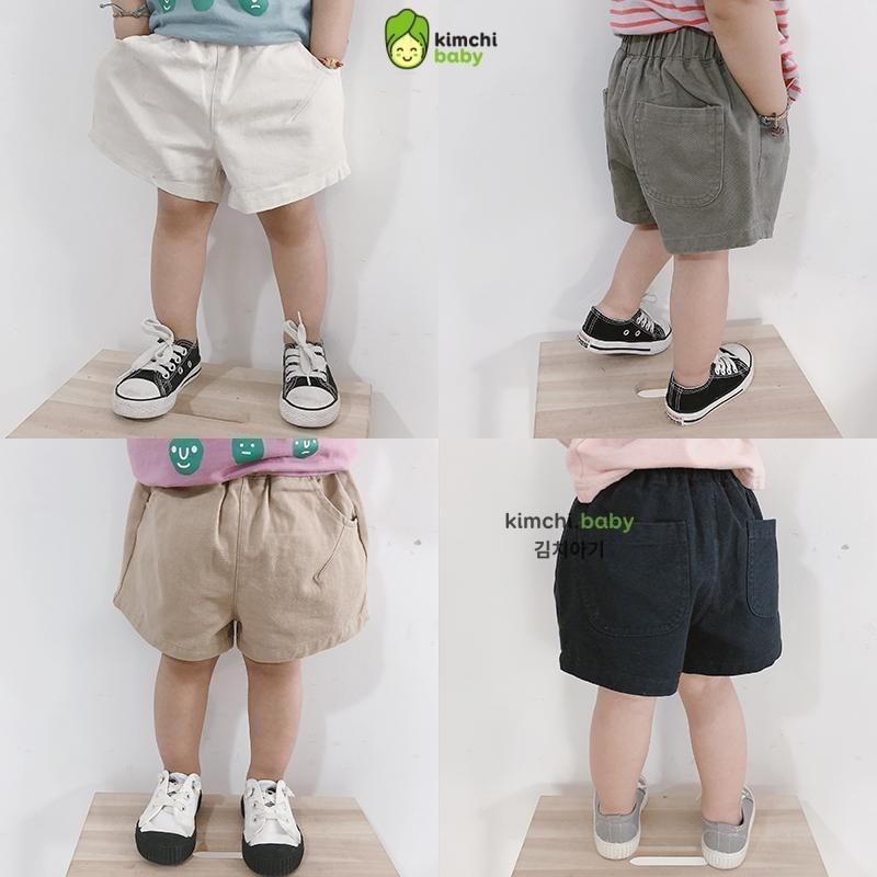  Quần Kaki Trơn Cho Bé Trai KIMCHIBABY Dáng Lửng Có Túi Sz 8-24kg Quần Sooc Cho Bé Trai Mặc Đi Chơi Đi Học KQ403 