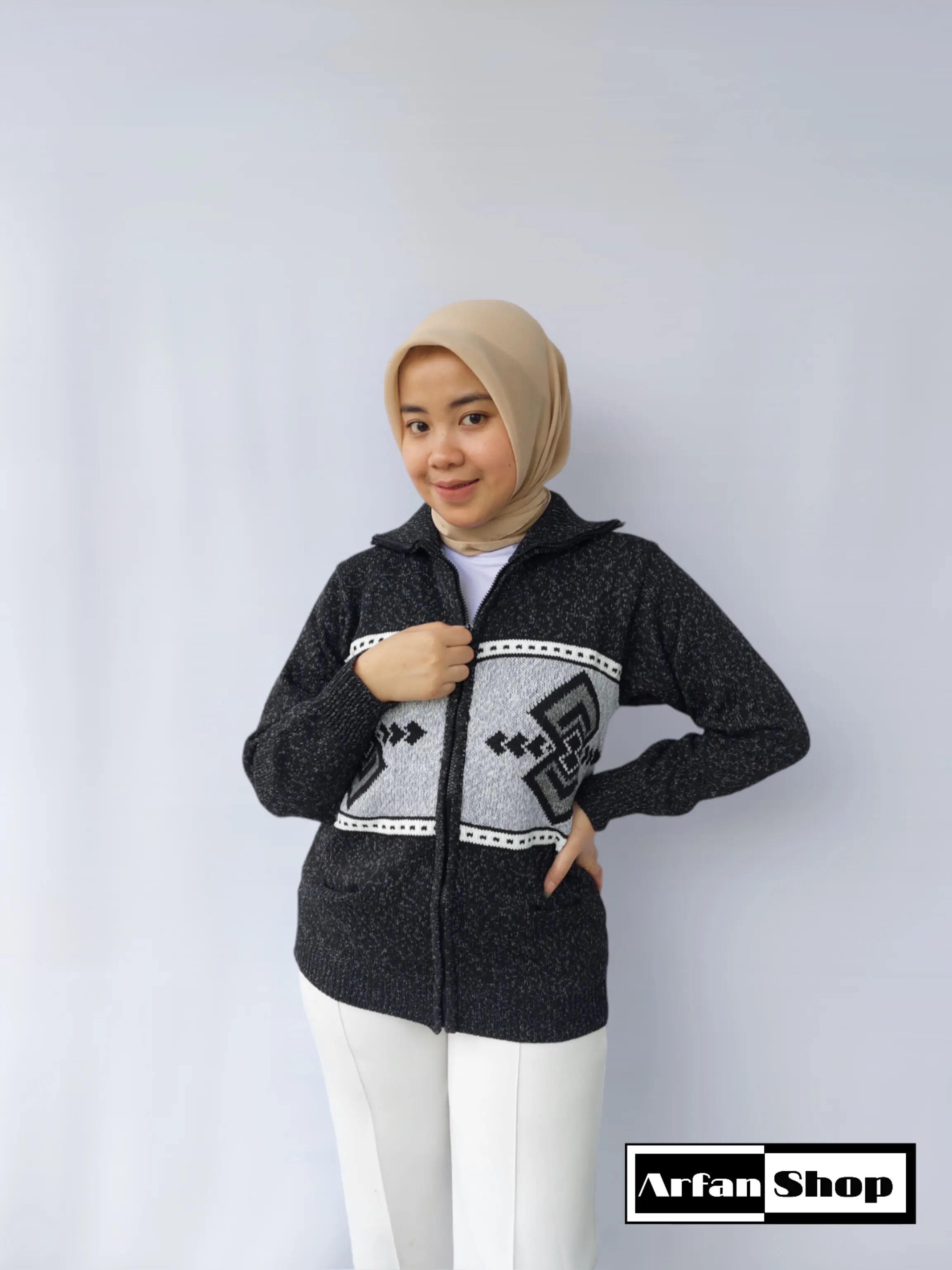 Jaket Rajut Motif Turtleneck | Sweater Resleting leher Tinggi | Knitwear zipper Baju Hangat Tebal Pria/Wanita Atasan Top Cardigan Panjang