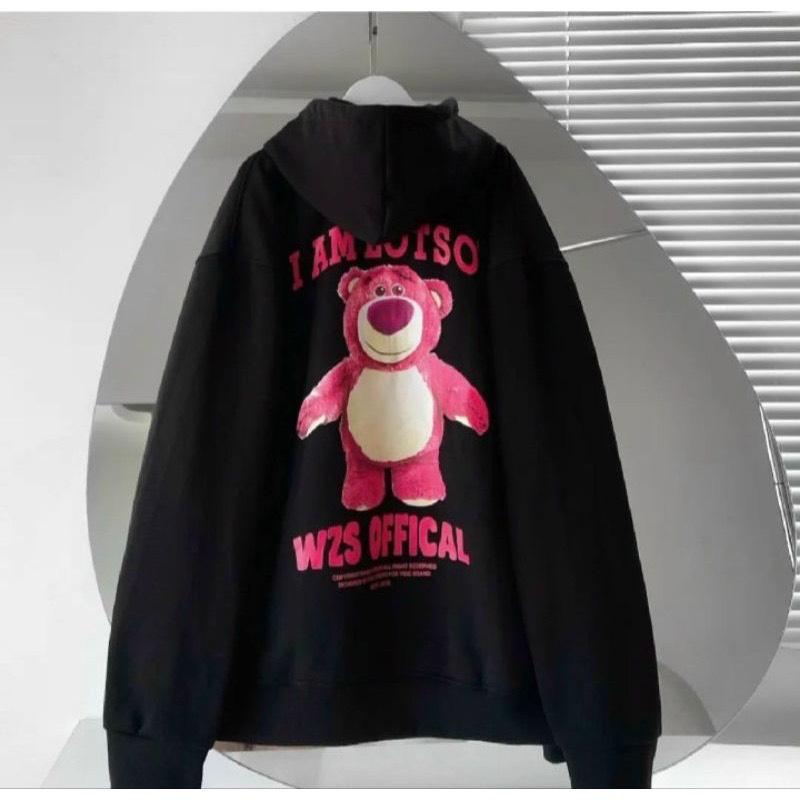 Áo Khoác Hoodie Lót Nỉ CHÚ GẤU Nam Nữ Freesize Dưới 55kg Nhung Kem Voi  Women Đen Top 4