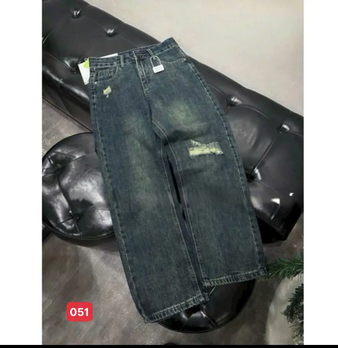 Quần Jean Nữ Ống Suông rách xước, Quần Bò Nữ Ông Rộng cạp cao tôn dáng SD051
