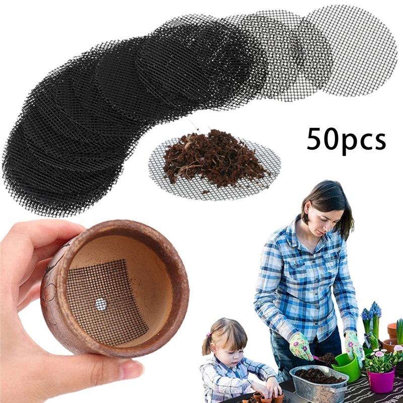 Product Introduction of AT Round Flower Pot Mat Flower Pot Bottom Hole Mat Grid Plant Insect-proof Pot Bottom Mat 15