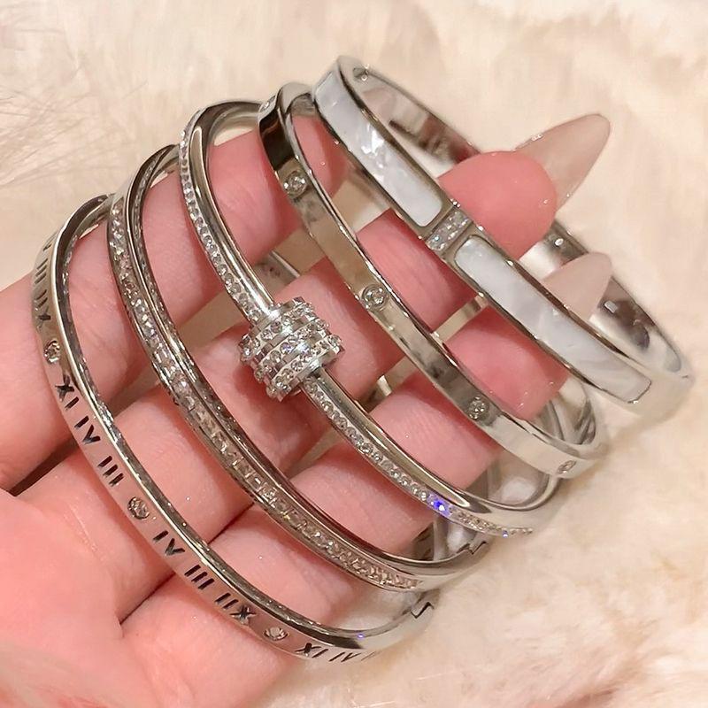 Vòng Tay Thép Titan, Cao Cấp, Không Phai Màu, Dành Cho Nữ, Lấp Lánh, Lắc Lư, Quà Tặng Cho Phụ Nữ, Thời Trang 3