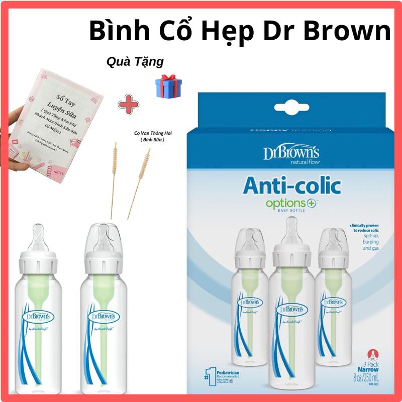 Bình Cổ Hẹp  Dr Brown, Bình Cổ Hẹp Dễ Bắt Khớp Ngậm Bình Sữa Cho Bé Và Uống Kém, Bình Bao gồm Núm Ti Cổ Hẹp Dr Brown Hàng  Mỹ