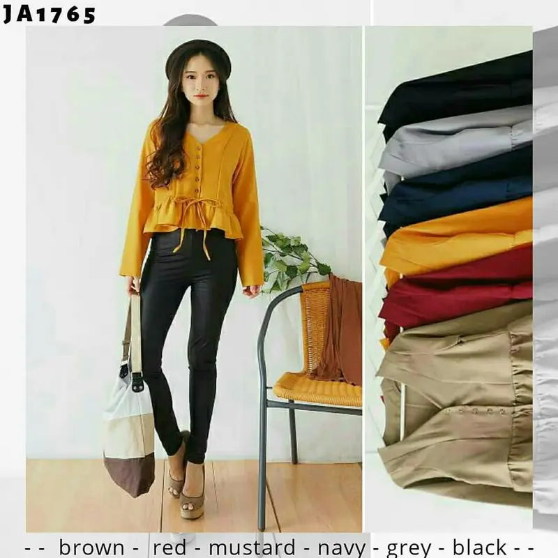 [cod] Atasan Fashion Blouse Misso Vneck Kancing Wanita JA1740 4