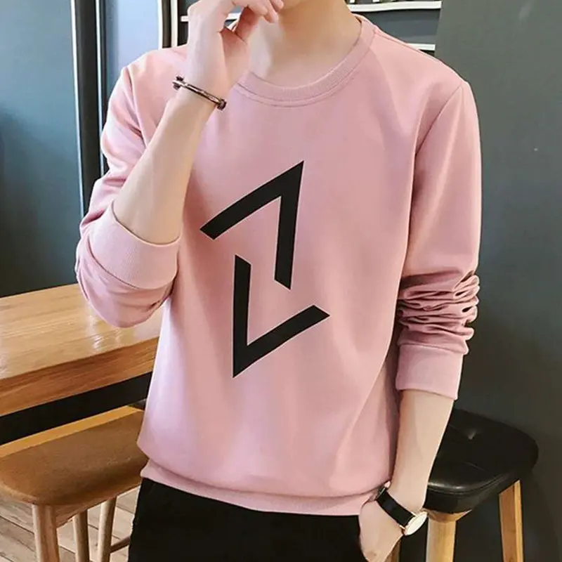 Sweater Men's New Spring and Autumn Men's Top Korean Style Casual Pullover Student Trendy Youth Loose Bottoming Shirt Hoodie Sweatshirts Human Crewneck Menswear Lingerie Longsleeve Round Neck