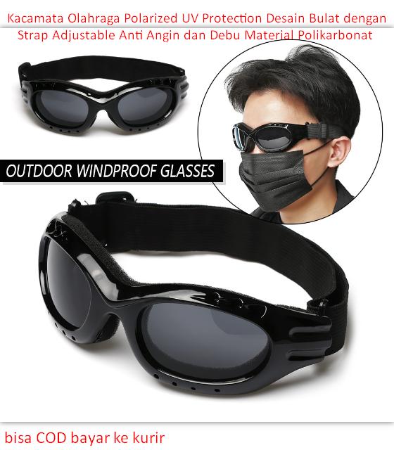 Kacamata Olahraga Polarized UV Protection Desain Bulat dengan Strap Adjustable Anti Angin dan Debu Material Polikarbonat Sesuai Gambar 0